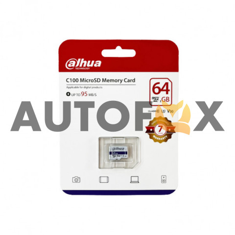 Dahua microSD 64GB DHI-C100 95Mb/s 10class UHS-I U3 V30 Карта памяти 