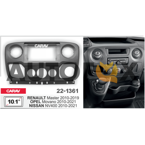 Carav 22-1361: 10.1" Renault Master 2010-2019/Opel Movano (B) 2010-2019/Nissan NV400 2010-2019