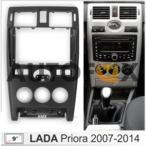 AMX 22-1177: 9" Lada Priora 1 2007-2013 black (Проводка)