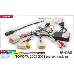 Carav 16-068: CAN-OD TOYOTA 2003-2013 (Пит/Дин/Ант/USB/Камера/RCA/Руль/Усилитель)